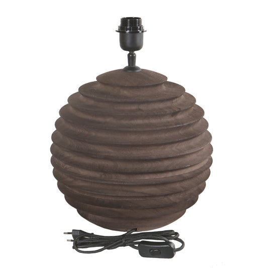 Roven Bruine Mangohout Geribde Tafellamp Base 28x29x29 cm