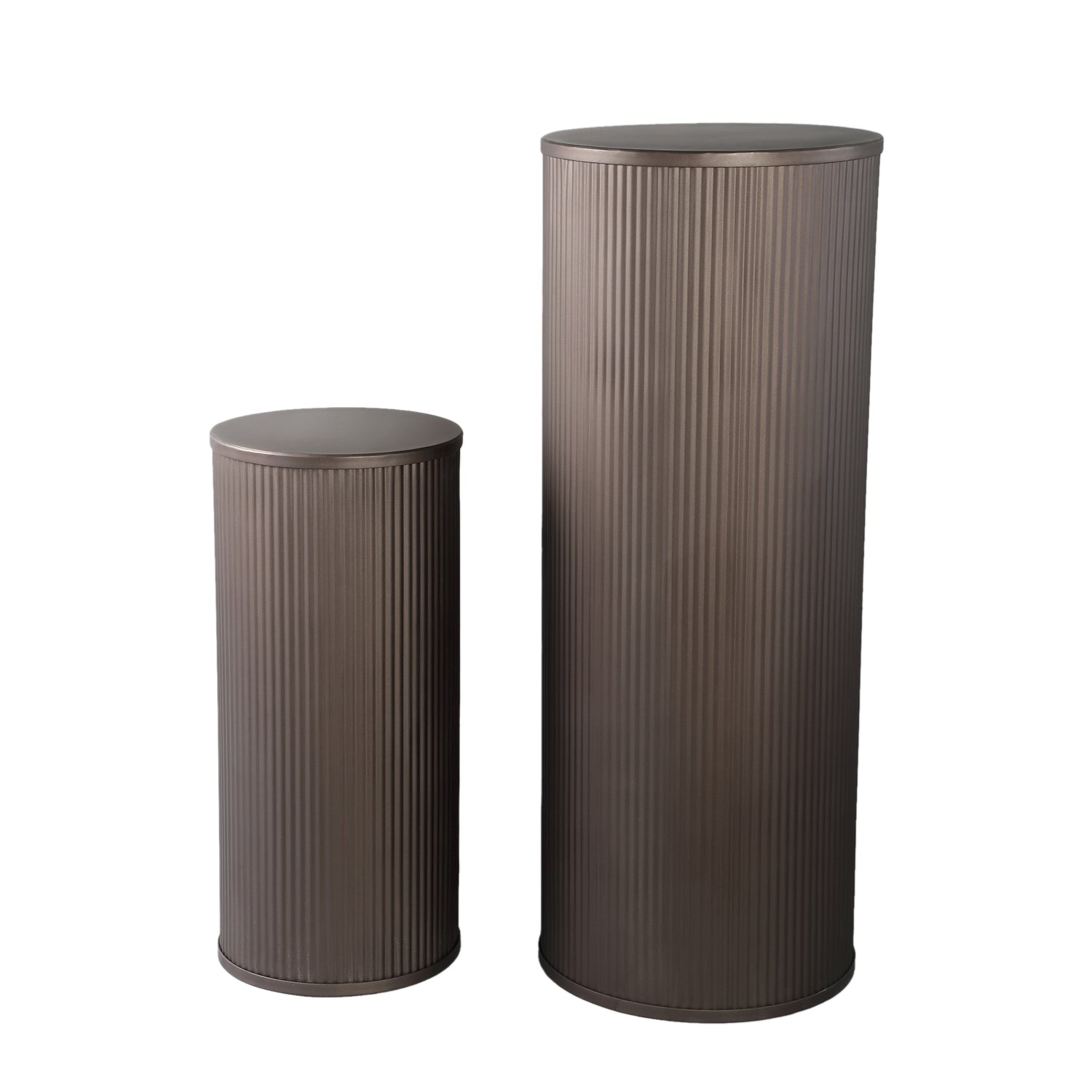 Midda Donkergrijs Stalen Geribbelde Zuil Set Van 2 100x38.5x38.5 cm