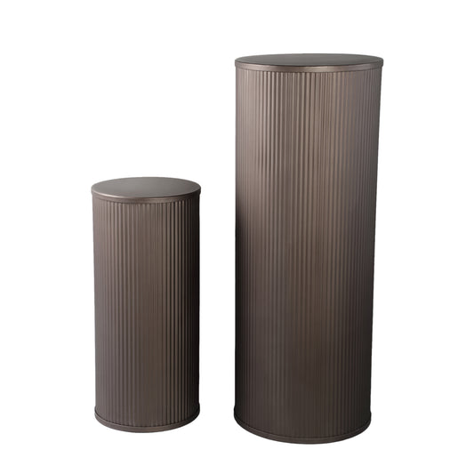Midda Donkergrijs Stalen Geribbelde Zuil Set Van 2 100x38.5x38.5 cm