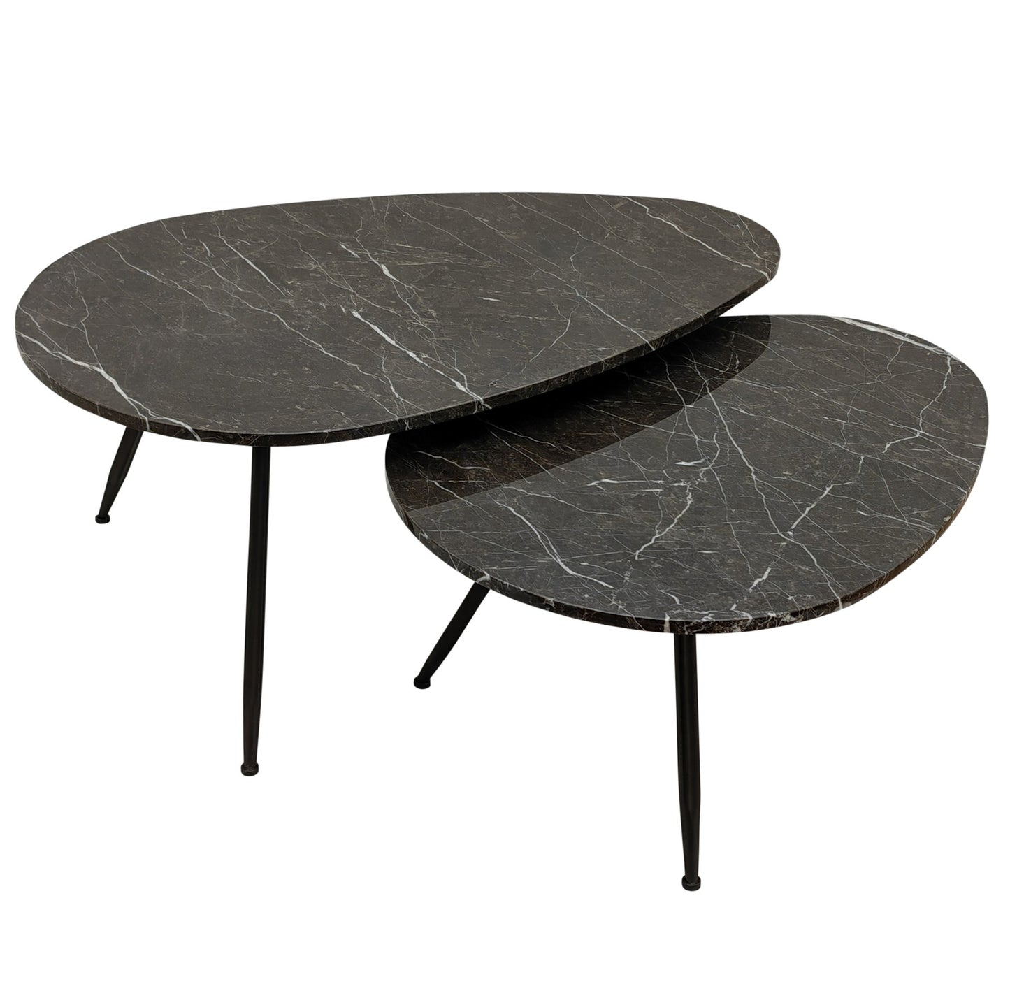 Veria Set Of 2 Coffeetables Brown Marble