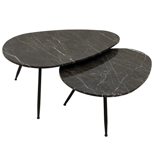 Veria Set Of 2 Coffeetables Brown Marble