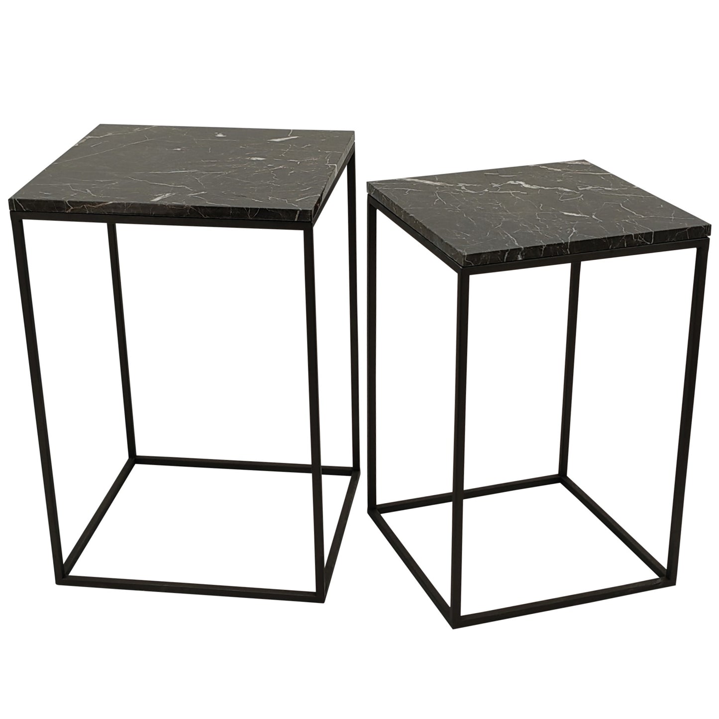 Volos Set Of 2 Side Tables Brown Marble