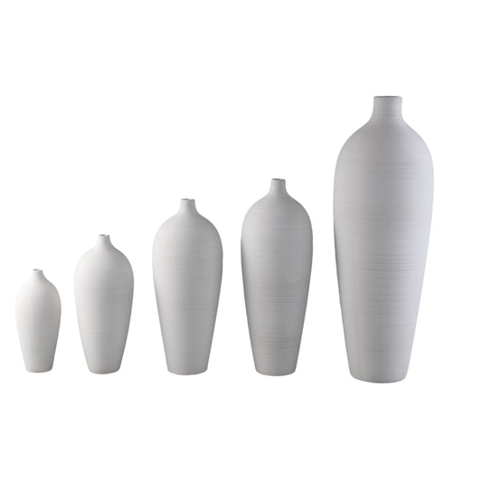 Cavinn Witte Mat Keramische Fles Vaas L - Set van 2 49x18x18 cm