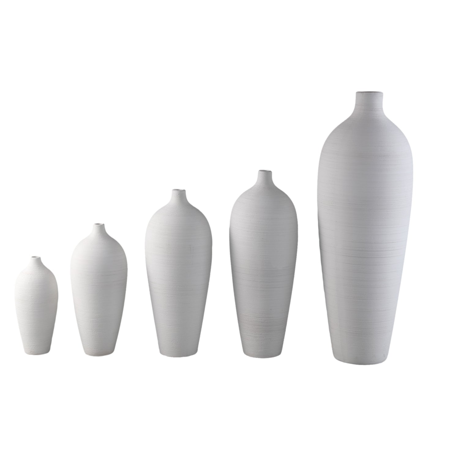 Cavinn Wit Mat Keramische Fles Vaas XS Set van 6 28x13x13 cm