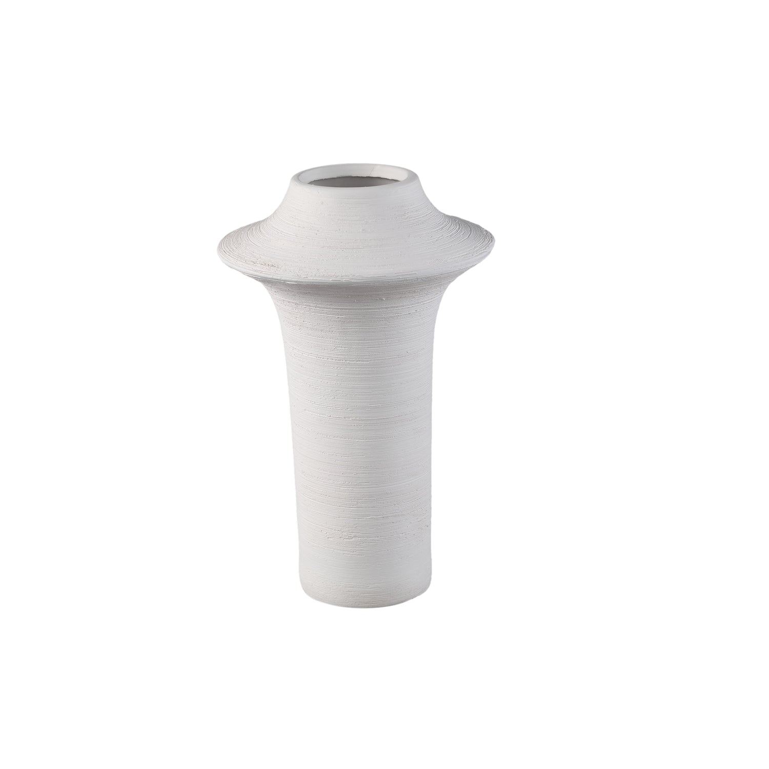 Rinder Witte Mat Keramische Brede Ring Vaas Hoog L Set van 2 - 2 Sets 29x18x18 cm