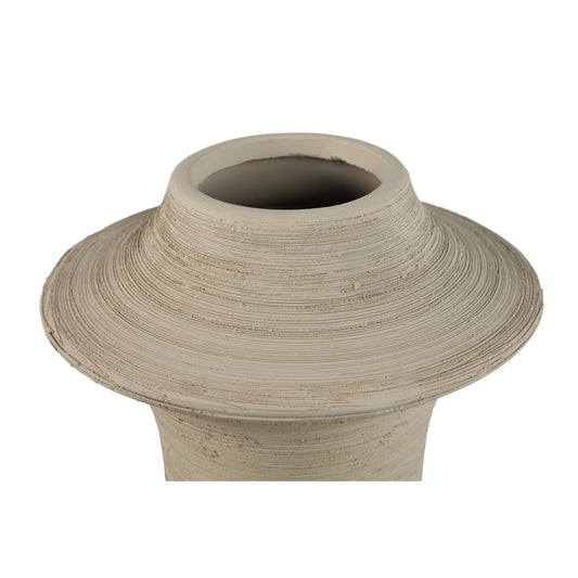 Rinder Beige Mat Keramische Brede Ring Vaas Hoog Set van 2 Stuks - 2 Sets 29x18x18 cm