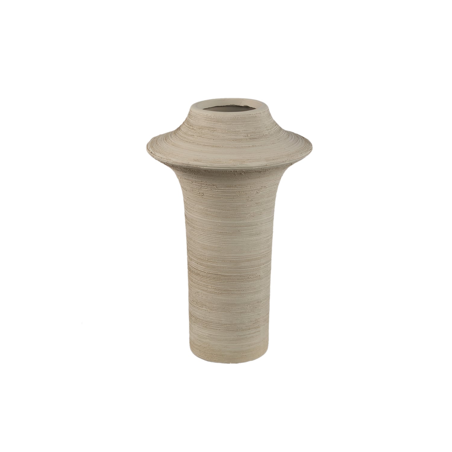 Rinder Beige Mat Keramische Brede Ring Vaas Hoog Set van 2 Stuks - 2 Sets 29x18x18 cm