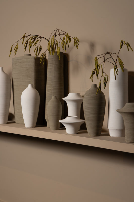 Rinder White Matt Ceramic Wide Ring Vase High S