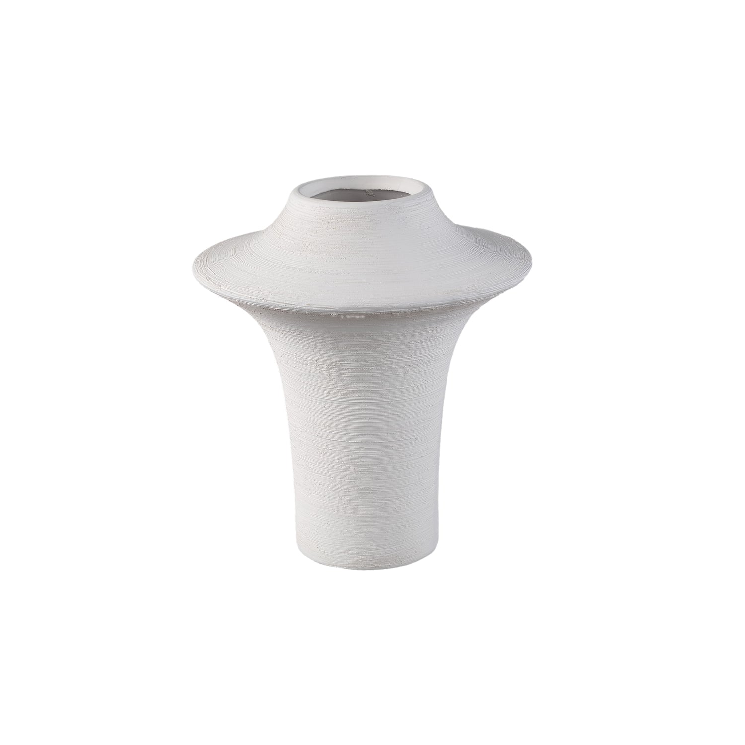 Rinder Wit Mat Keramische Brede Ring Vaas Hoog Set van 2 - 2 Sets 24x21x21 cm