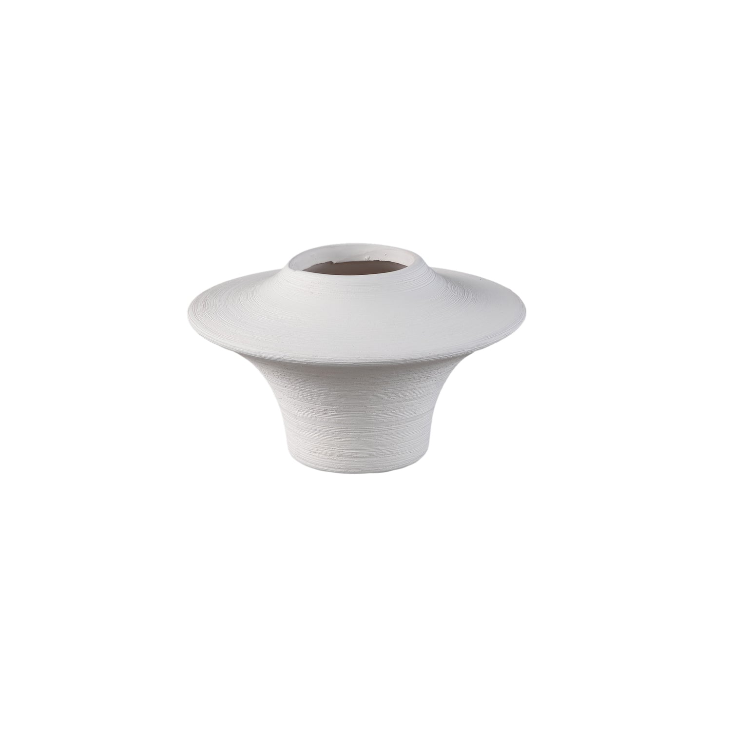 Rinder Witte Mat Keramische Brede Ring Vaas Laag Set van 6 Stuks - 6 Sets 12x19.5x19.5 cm