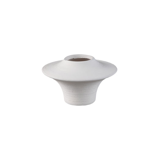 Rinder Witte Mat Keramische Brede Ring Vaas Laag Set van 6 Stuks - 6 Sets 12x19.5x19.5 cm