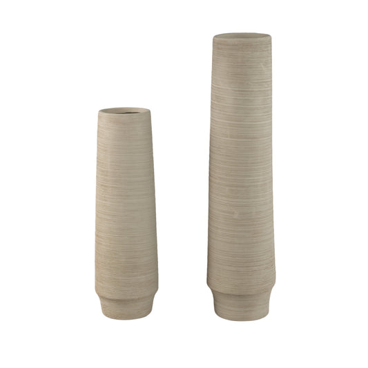 Zonna Beige Mat Keramische Vaas Set van 2 Stuks L 60.5x15.5x15.5 cm