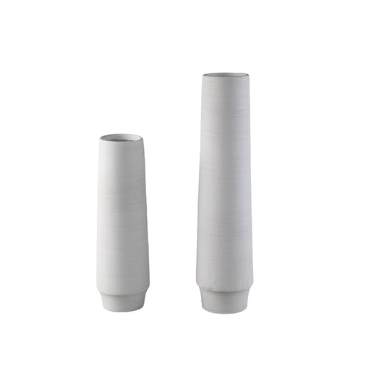 Zonna Witte Mat Keramische Hoge Vaas Set van 2 46x14x14 cm