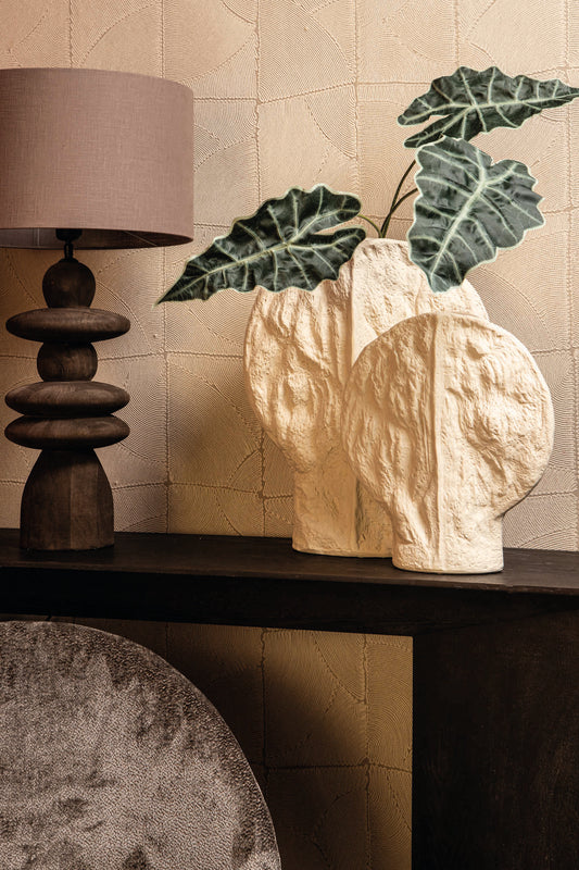 Linos Taupe Matt Ceramic Structure Round Vase S