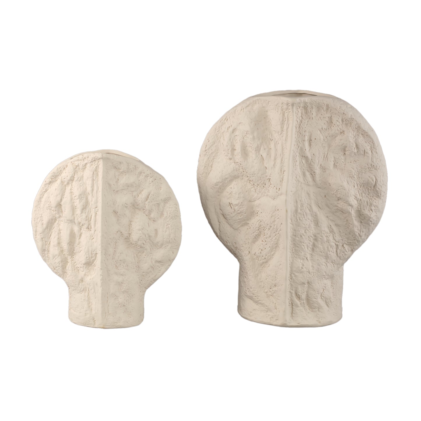 Linos Taupe Mat Keramische Structuur Vaas Rond Set van 2 38.5x33x10.5 cm
