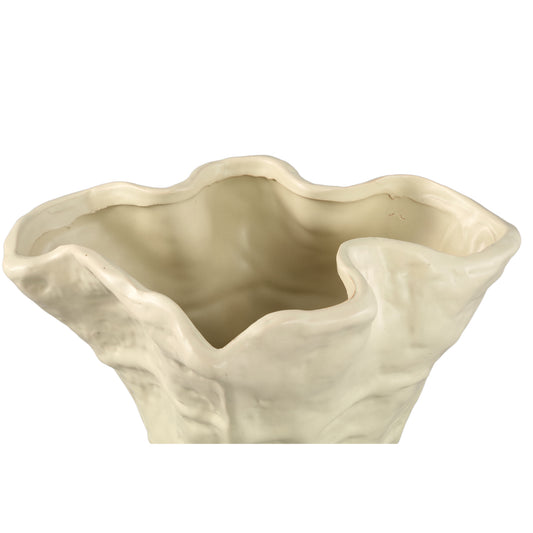 Reff Crème Mat Keramische Golvende Pot L – Set van 2 - 2 Sets 25x27.5x24 cm