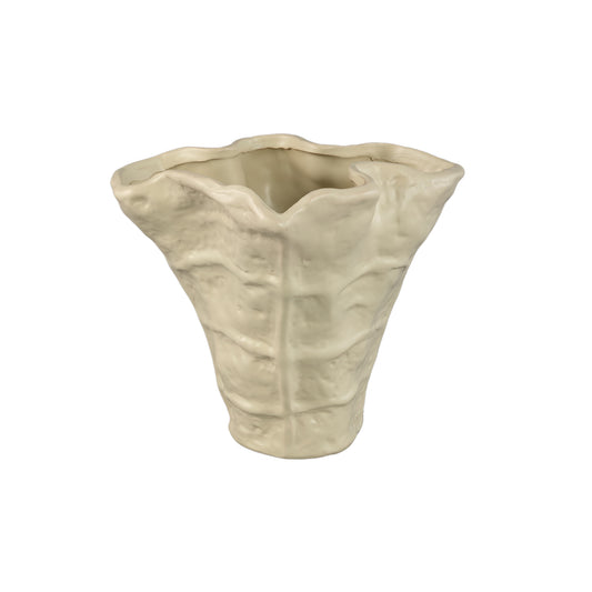 Reff Crème Mat Keramische Golvende Pot L – Set van 2 - 2 Sets 25x27.5x24 cm