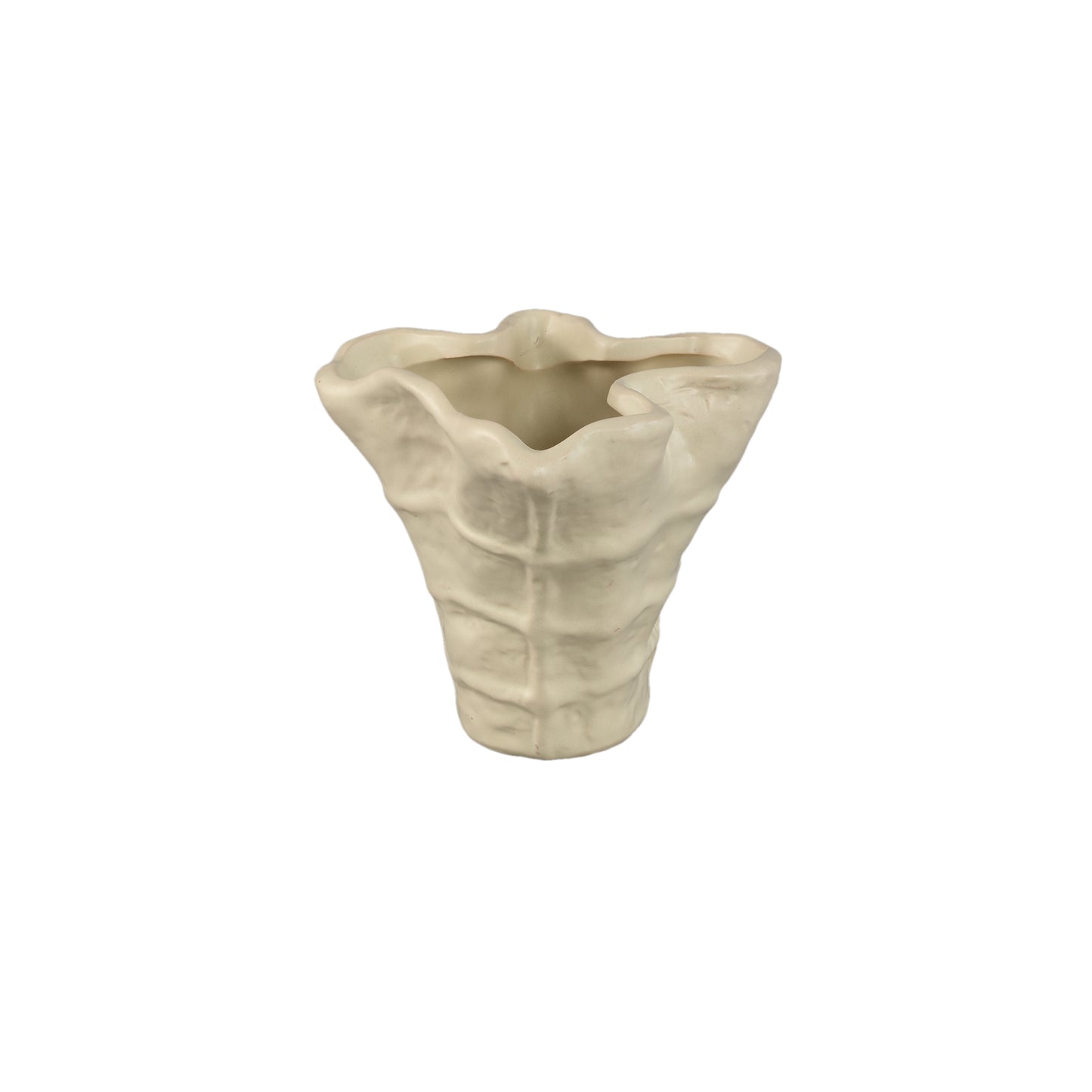 Reff Crème Mat Keramische Golvende Pot S – Set van 4 Stuks - 4 Sets 15x16.5x14.5 cm