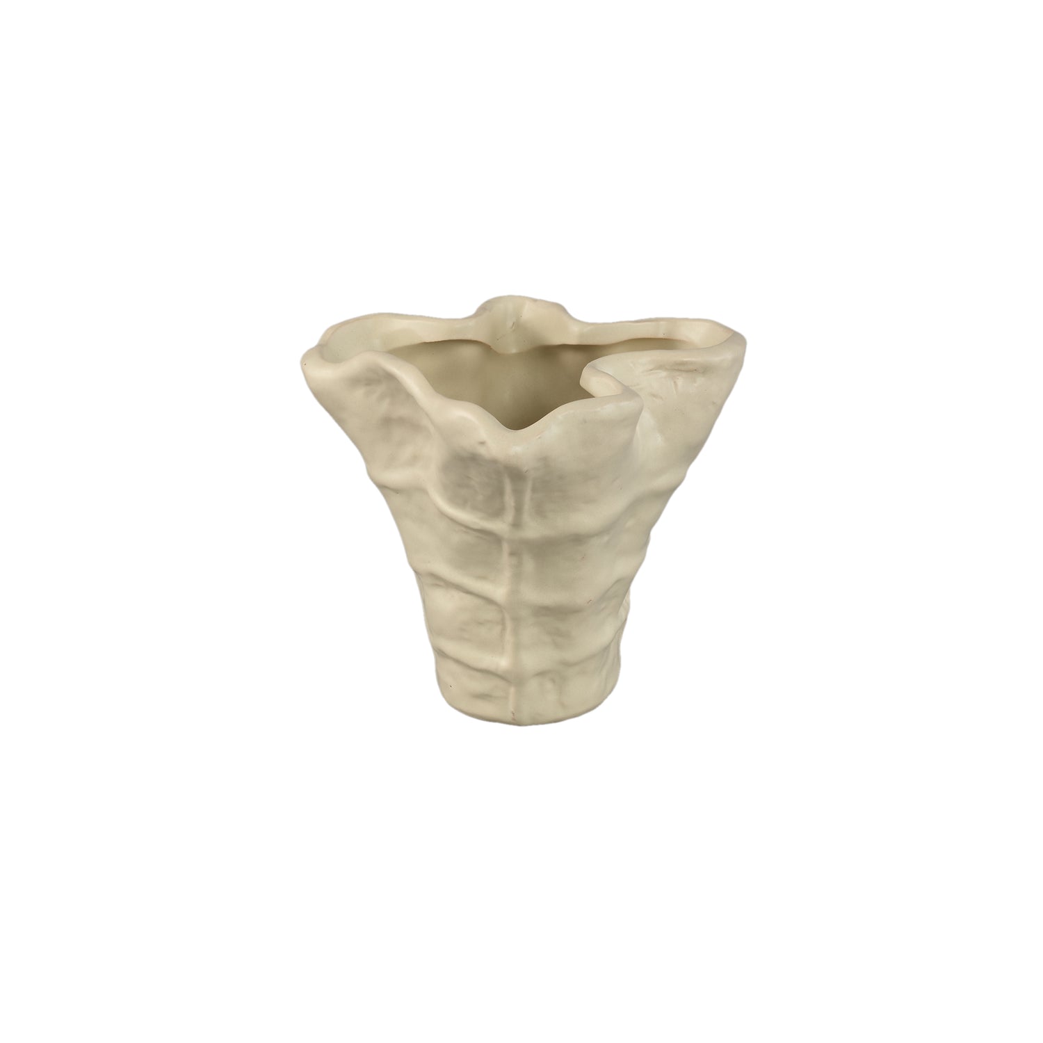 Reff Crème Mat Keramische Golvende Pot S – Set van 4 Stuks - 4 Sets 15x16.5x14.5 cm