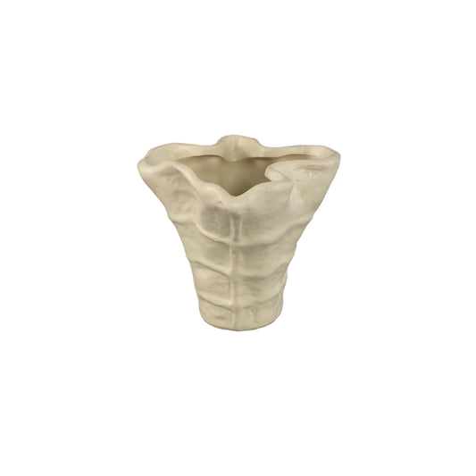 Reff Crème Mat Keramische Golvende Pot S – Set van 4 Stuks - 4 Sets 15x16.5x14.5 cm