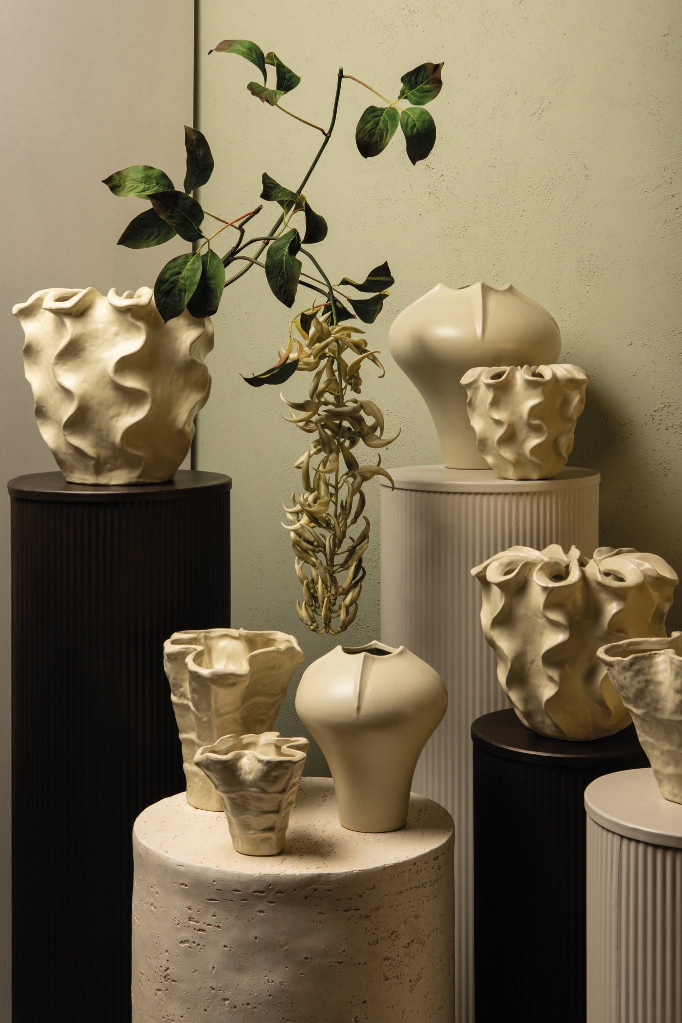 Ginos Cream Matt Ceramic Organic Bulb Vase L