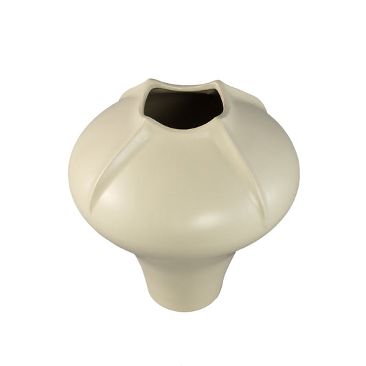 Ginos Crème Mat Keramische Organische Bol Vaas L 35x32x32 cm