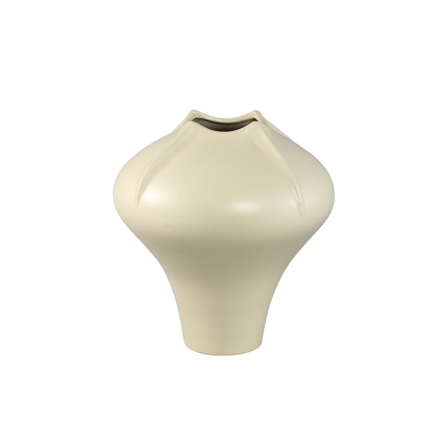 Ginos Crème Mat Keramische Organische Bol Vaas L 35x32x32 cm