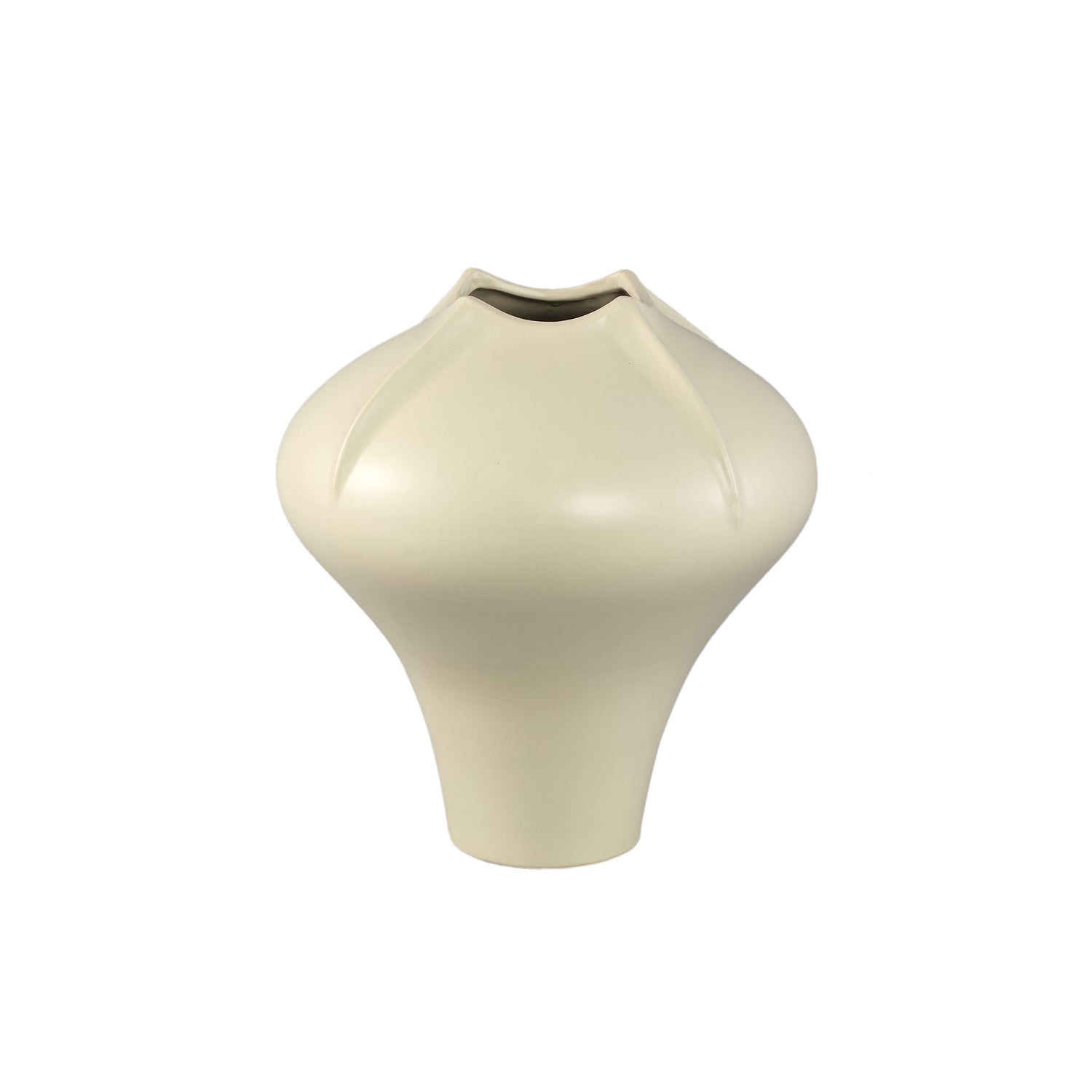 Ginos Crème Mat Keramische Organische Bol Vaas L 35x32x32 cm