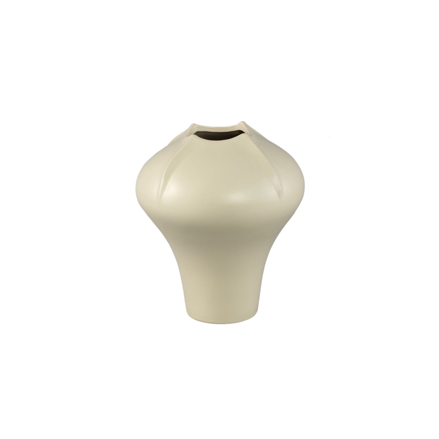 Ginos Crème Mat Keramische Organische Bol Vaas S - Set van 2 - 2 Sets 25x22x22 cm