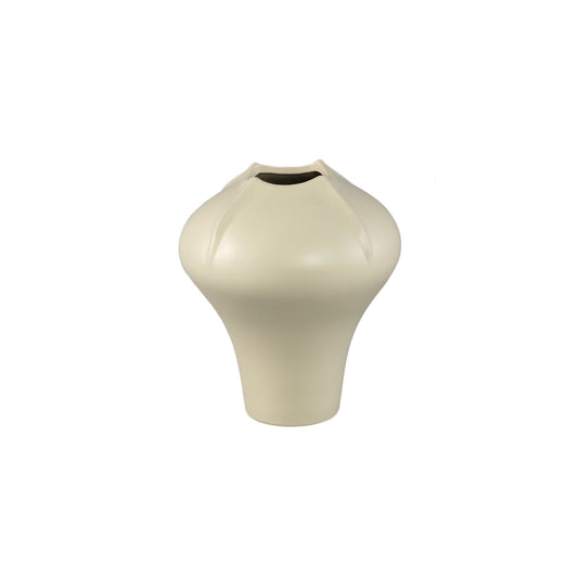 Ginos Crème Mat Keramische Organische Bol Vaas S - Set van 2 - 2 Sets 25x22x22 cm