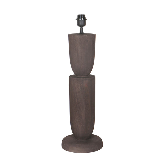 Lorinne Brown Mango Wood Table Lamp Double