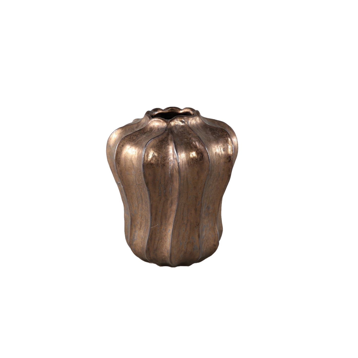 Hamish Brons Keramische Ronde Golvende Vaas Set van 4 Stuks - 4 Sets 25x20x20 cm