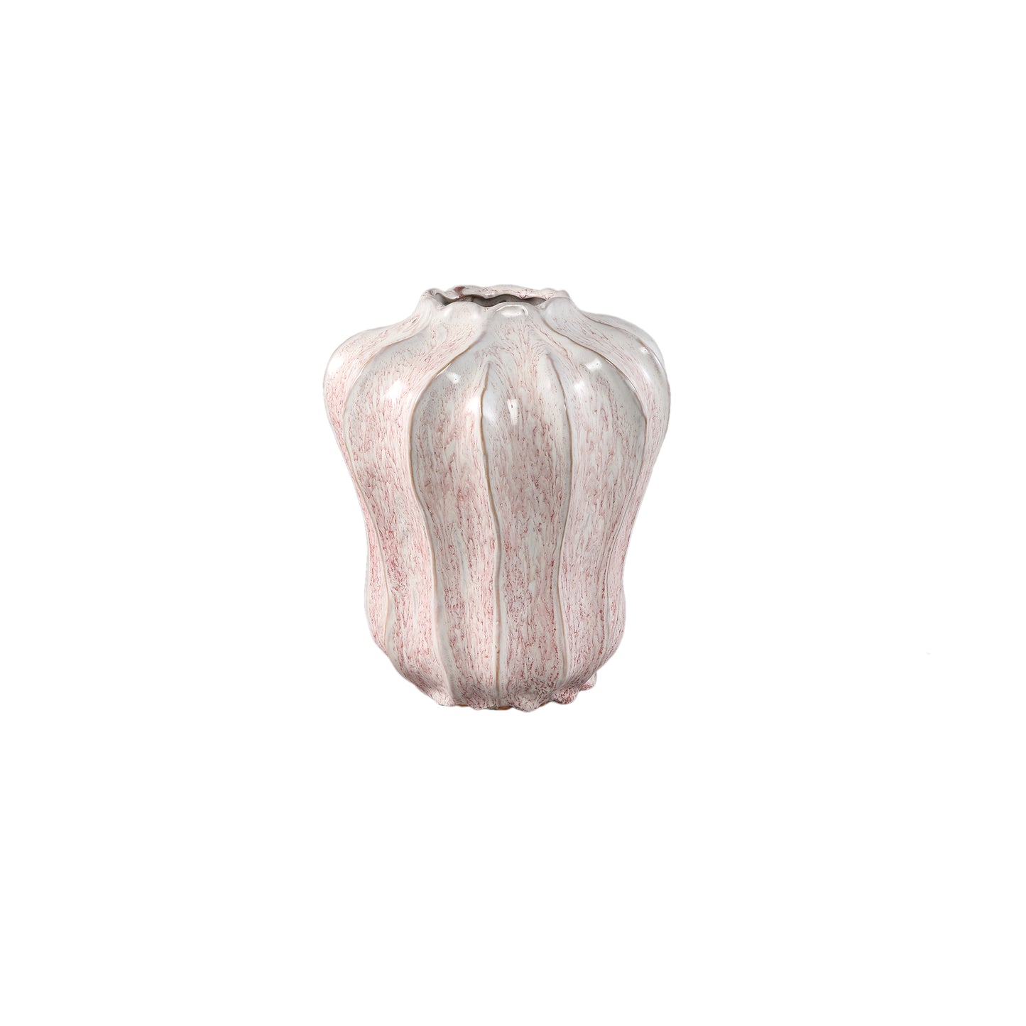 Hamish Pink Ceramic Round Wavy Shaped Vase S