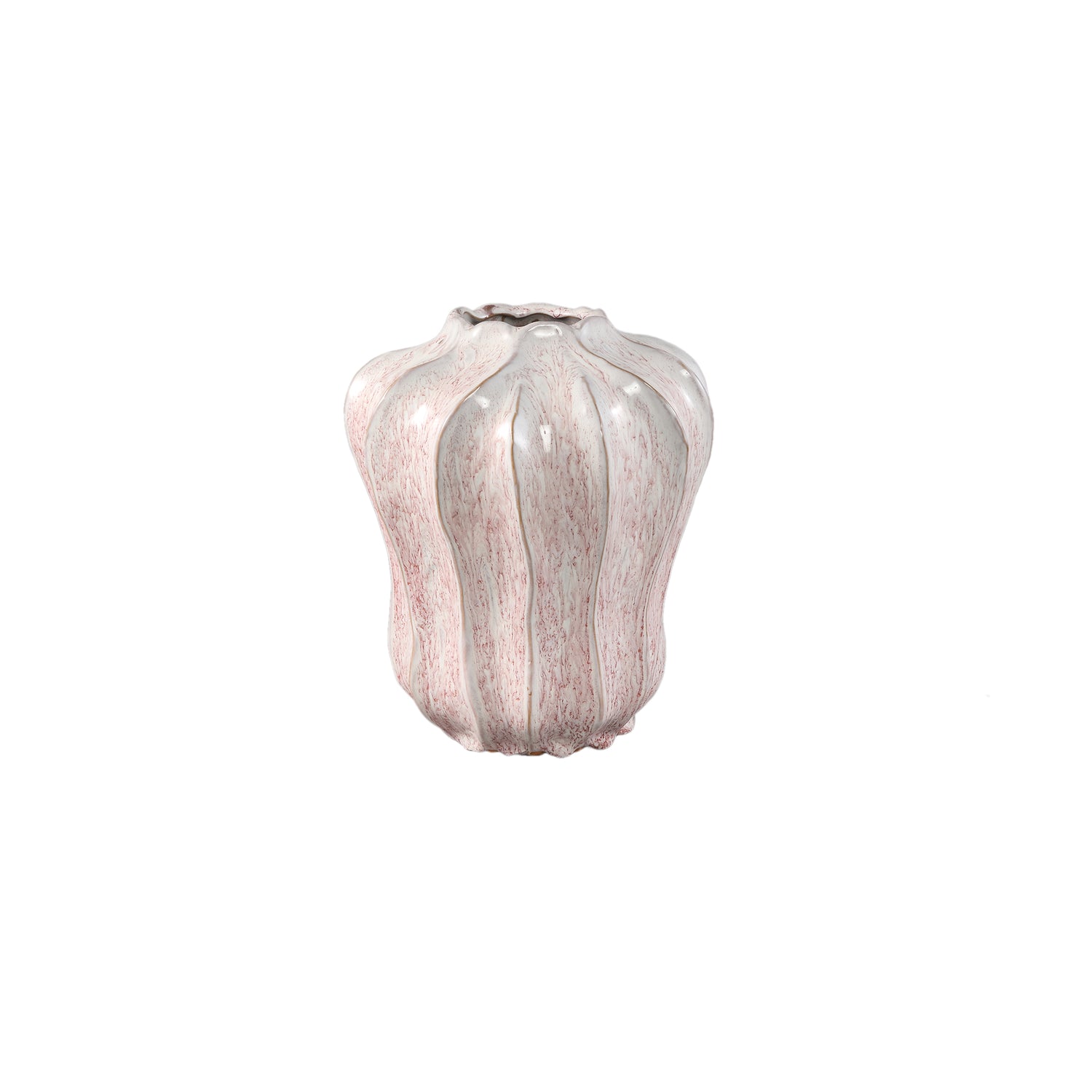 Hamish Roze Keramische Ronde Golvende Vaas Set van 4 - 4 Sets 25x20x20 cm
