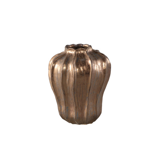 Hamish Bronzen Keramische Ronde Golvende Vaas M – Set van 2 - 2 Sets 30x24x24 cm