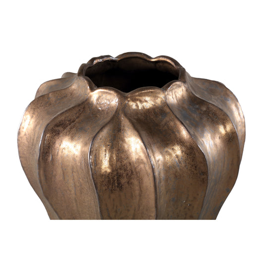 Hamish Bronzen Keramische Ronde Golvend Gevormde Vaas L 40x31x31 cm
