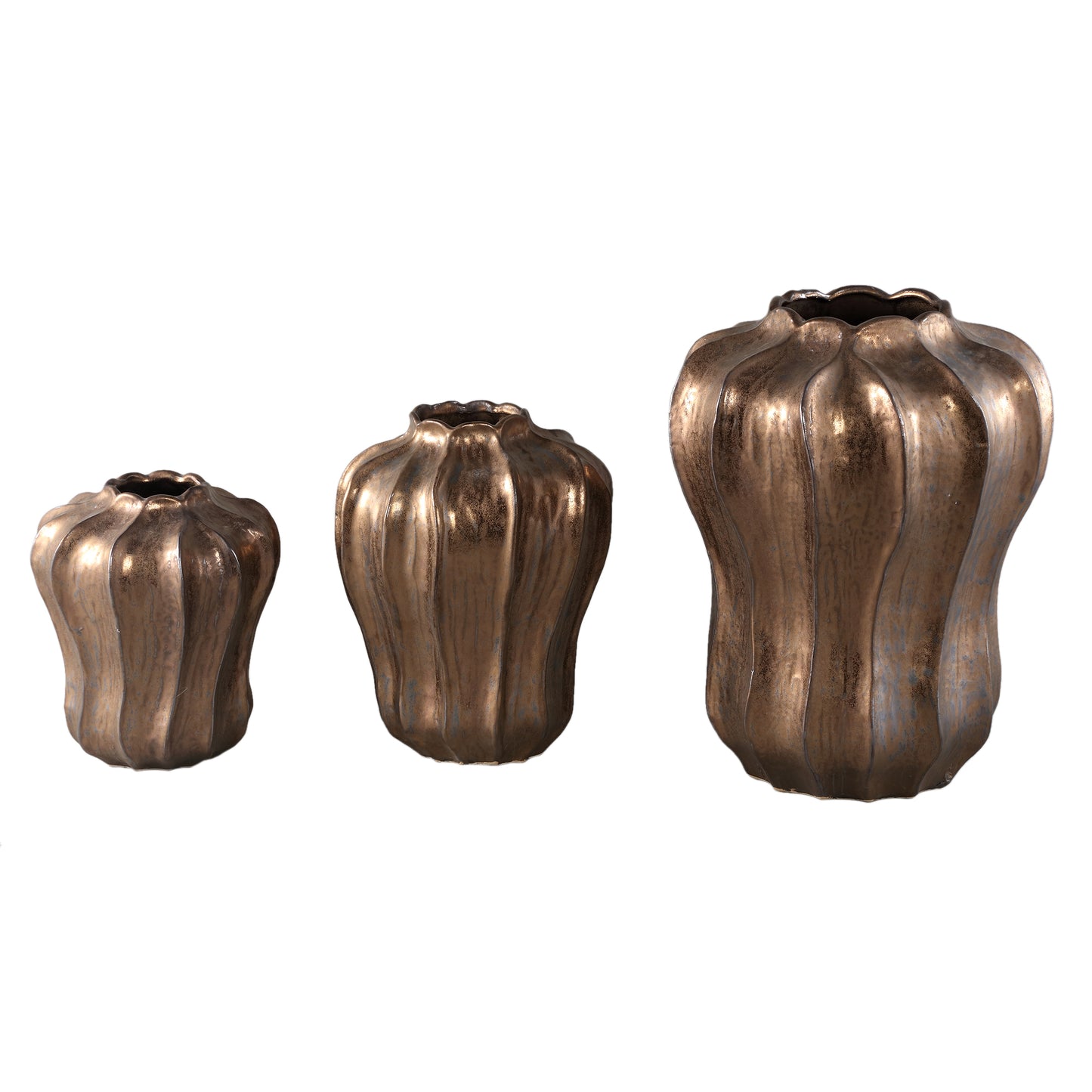 Hamish Bronzen Keramische Ronde Golvend Gevormde Vaas L 40x31x31 cm