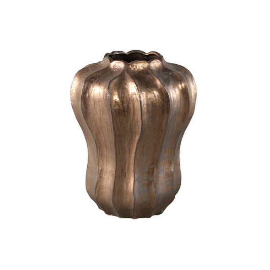 Hamish Bronzen Keramische Ronde Golvend Gevormde Vaas L 40x31x31 cm