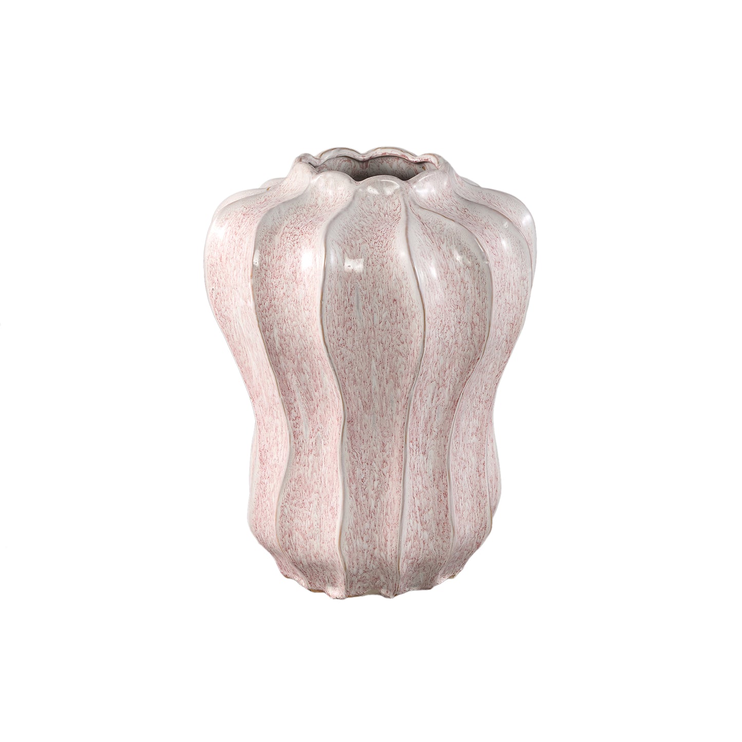 Hamish Pink Ceramic Round Wavy Shaped Vase L