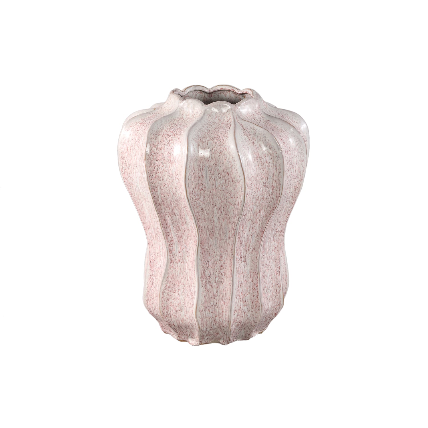 Hamish Roze Keramische Vaas Golvend Rond L 40x31x31 cm