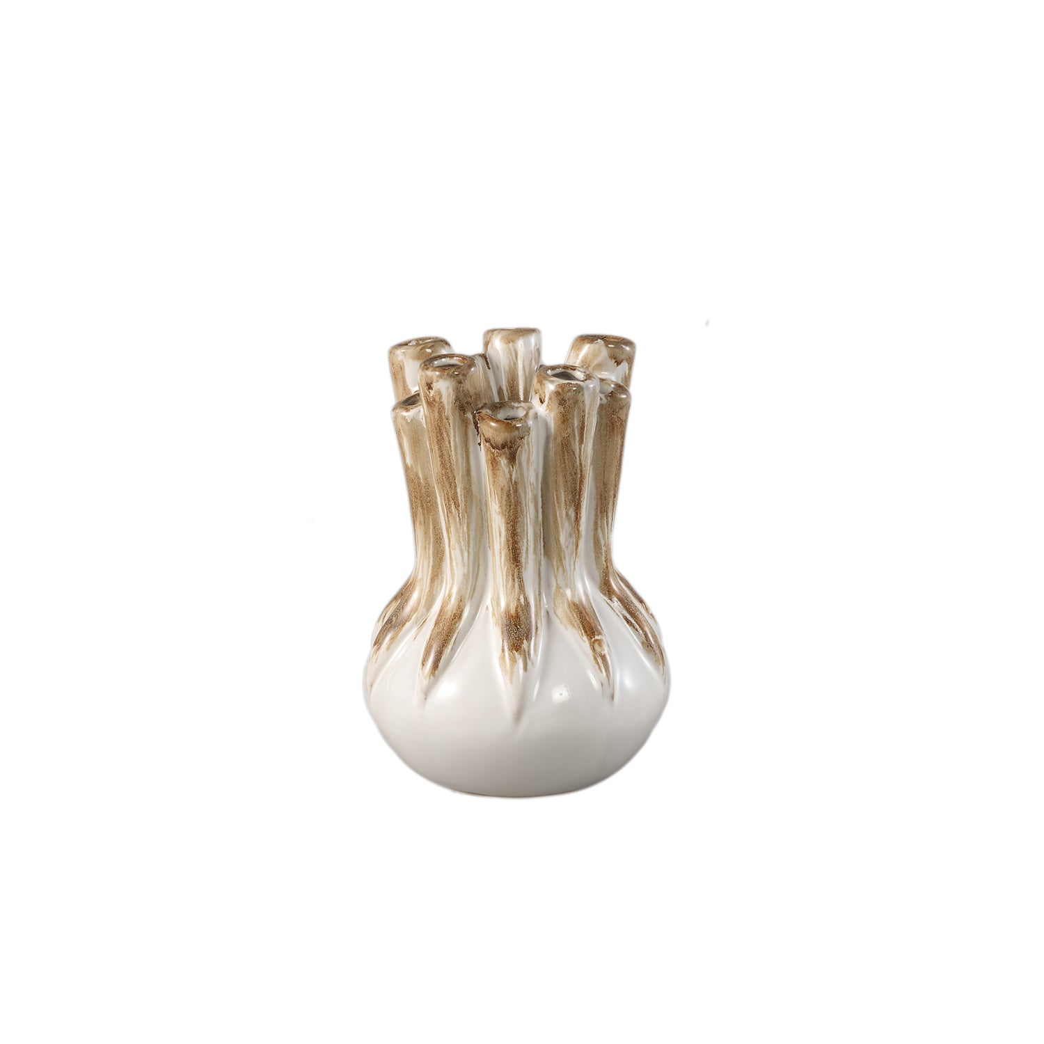 Manali Crème Keramische Ronde Vaas Gekleurde Buizen Set van 4 - 4 Sets 20x14x14 cm