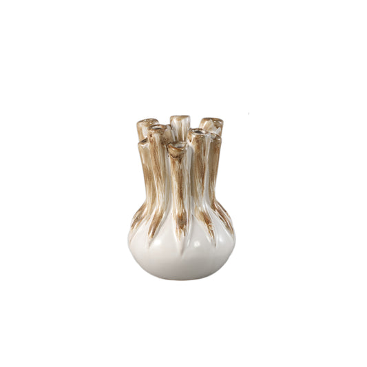 Manali Crème Keramische Ronde Vaas Gekleurde Buizen Set van 4 - 4 Sets 20x14x14 cm
