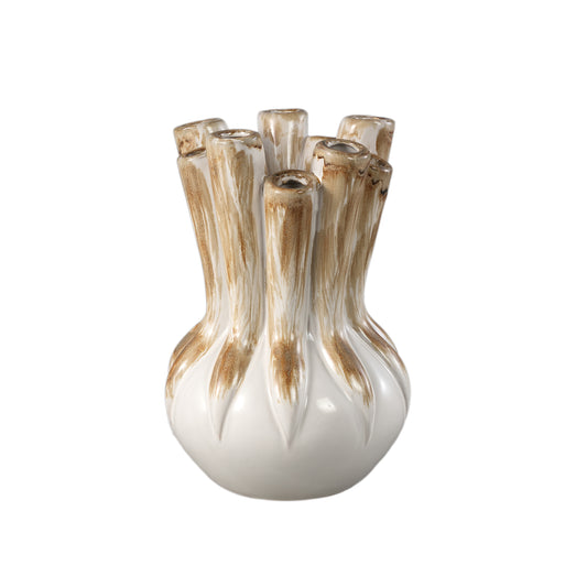 Manali Crème Keramische Ronde Vaas Gekleurde Buizen L – Set van 2 - 2 Sets 30x20.5x20.5 cm