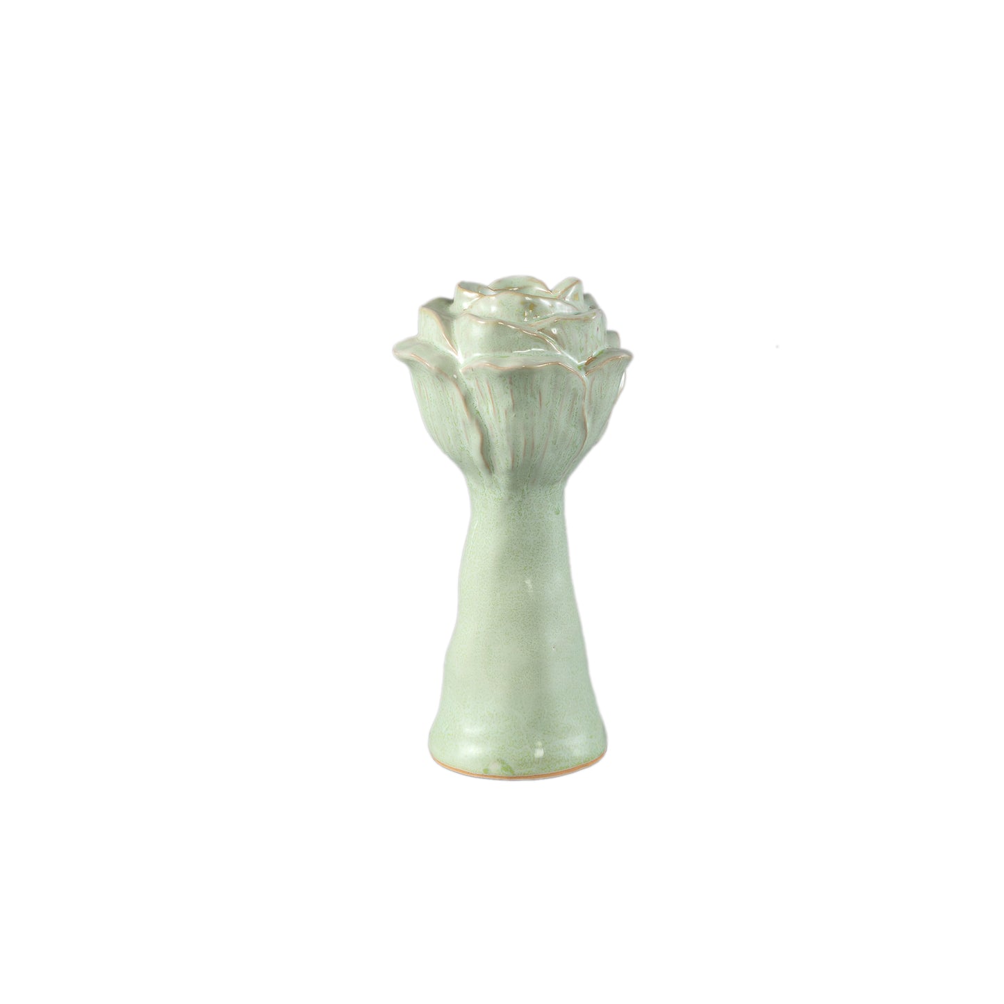 Minerva Mint Groen Keramische Bloemvormige Vaas M Set van 4 Stuks - 4 Sets 25x13x13 cm