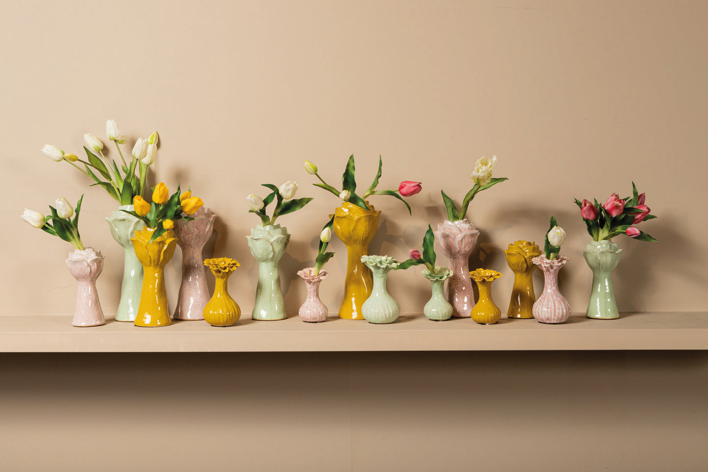 Minerva Mint Green Ceramic Flower Shaped Vase L