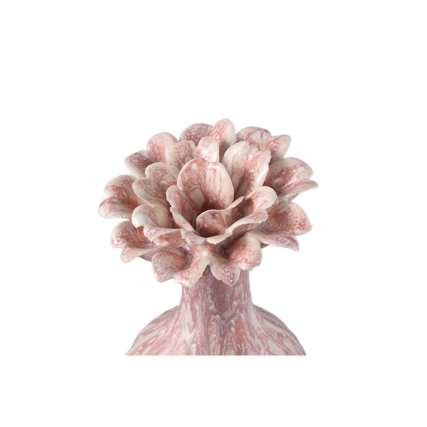 Dolores Lichtroze Keramische Bloemvormige Vaas Set van 4 Stuks - 4 Sets 17x10.5x10.5 cm