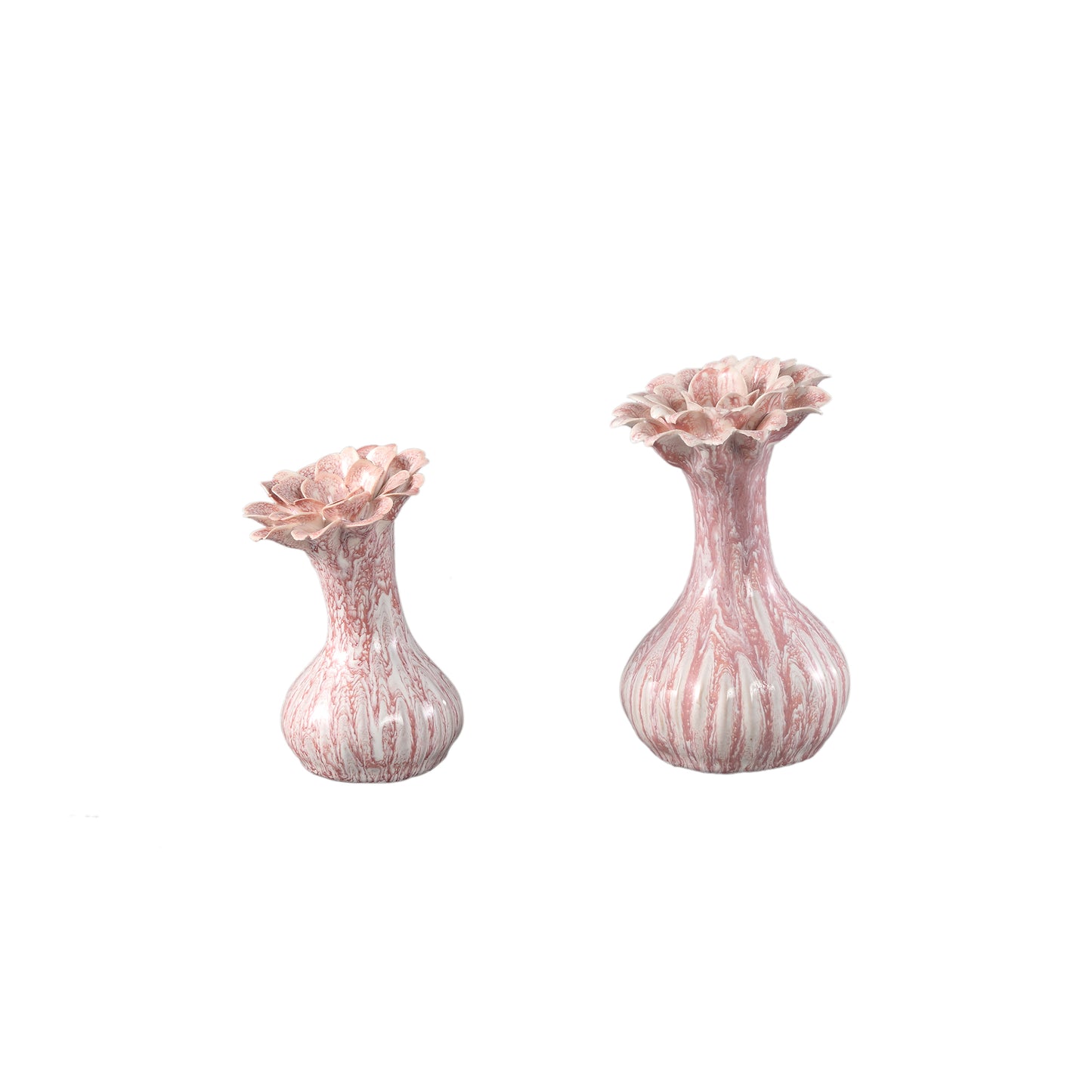 Dolores Lichtroze Keramische Bloemvormige Vaas Set van 4 Stuks 17x10.5x10.5 cm