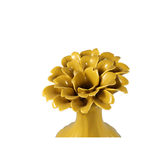 Dolores Geel Keramische Bloemvormige Vaas Set van 4 Stuks - 4 Sets 17x10.5x10.5 cm
