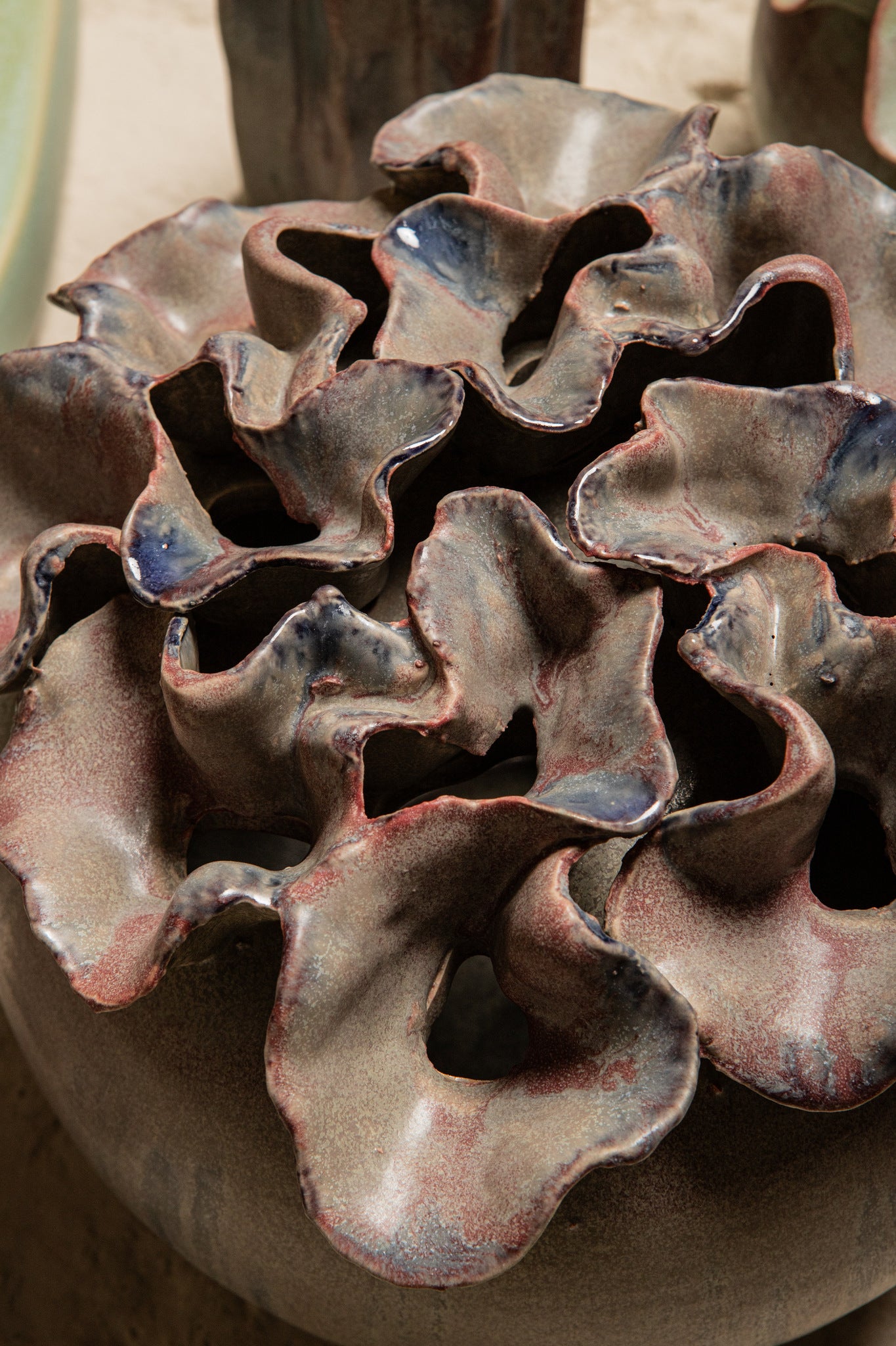 Jullia Lilac Ceramic Vase Flower Shaped Holes S
