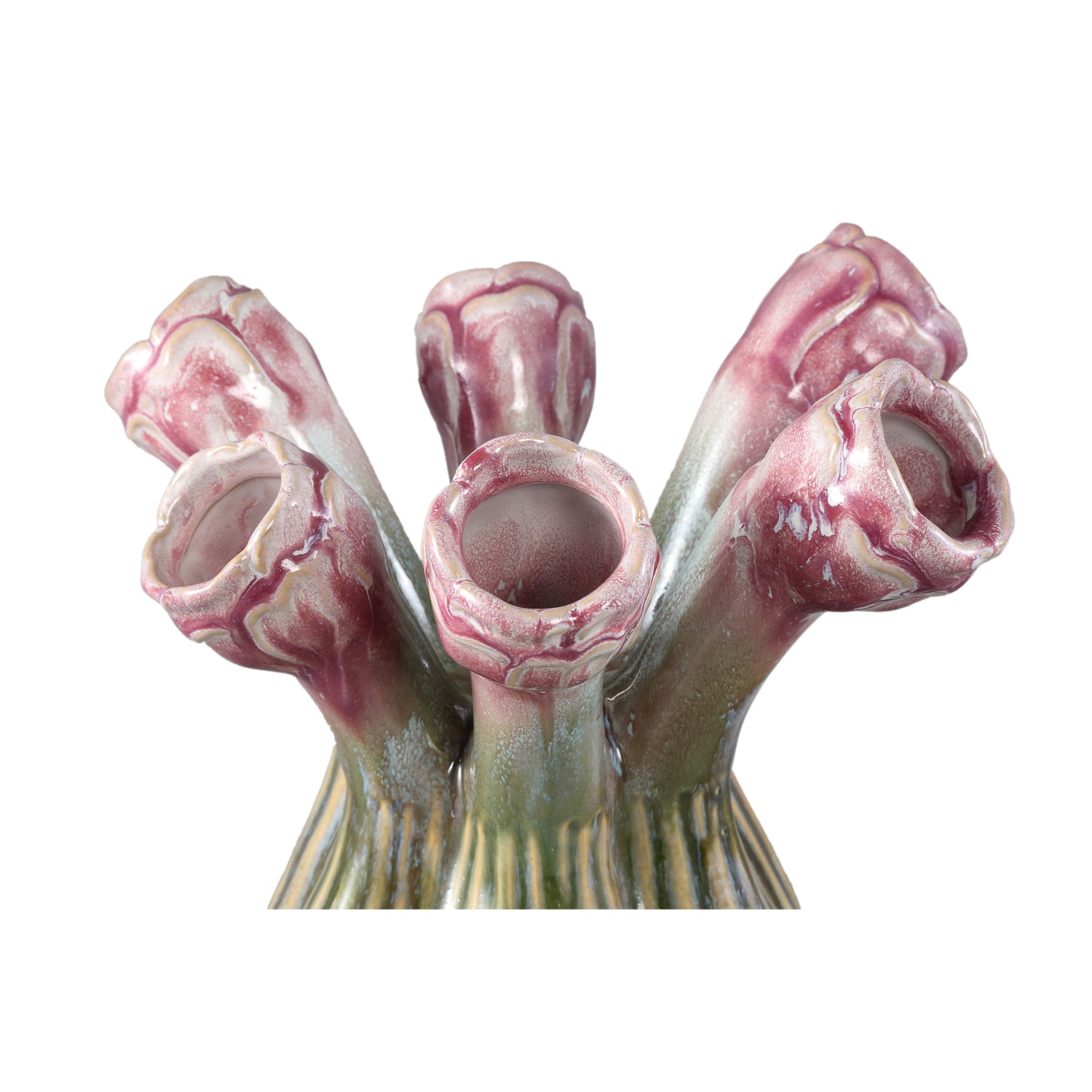 Annmarie Lila Keramische Bloem Buisvormige Vazen Set van 2 - 2 Sets 27x25x21.5 cm